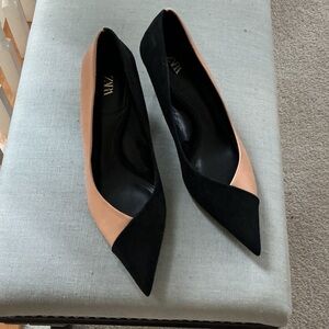 Zara Two-Tone Black and Tan Heels. New, never worn.
